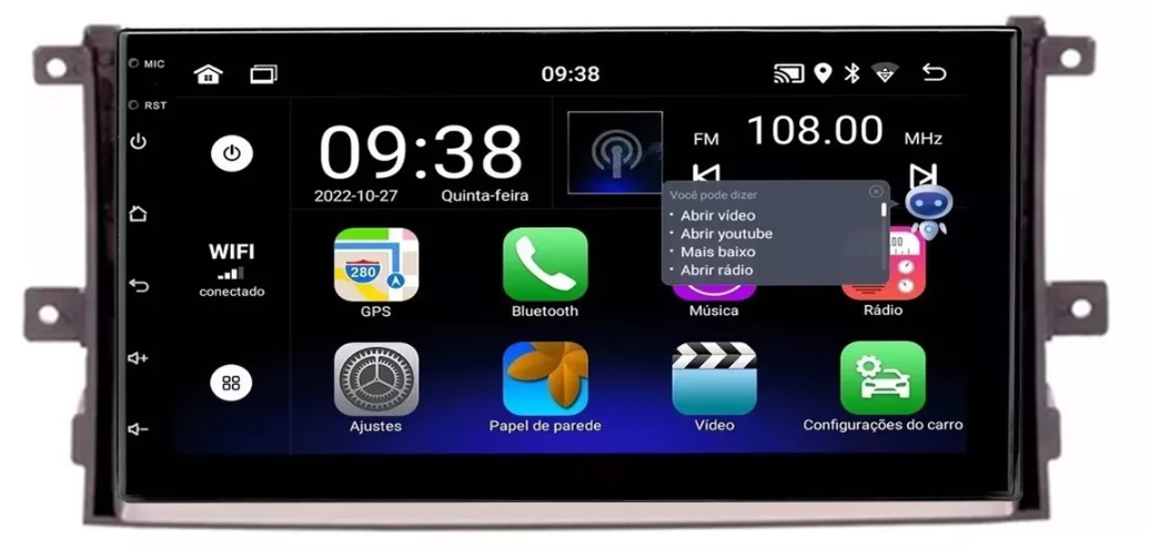 Multimidia Azera 7p Android OctaCore 4gb Carplay Voz