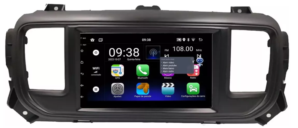 Multimidia Citroen Jumpy 7p Android OctaCore 4gb Carplay Voz