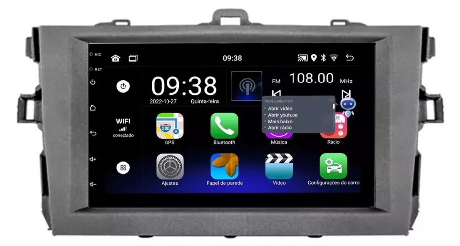 Multimidia Corolla 7p Android OctaCore 4gb Carplay Voz