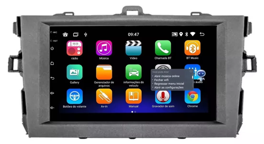 Multimidia Corolla 7p Android OctaCore 4gb Carplay Voz