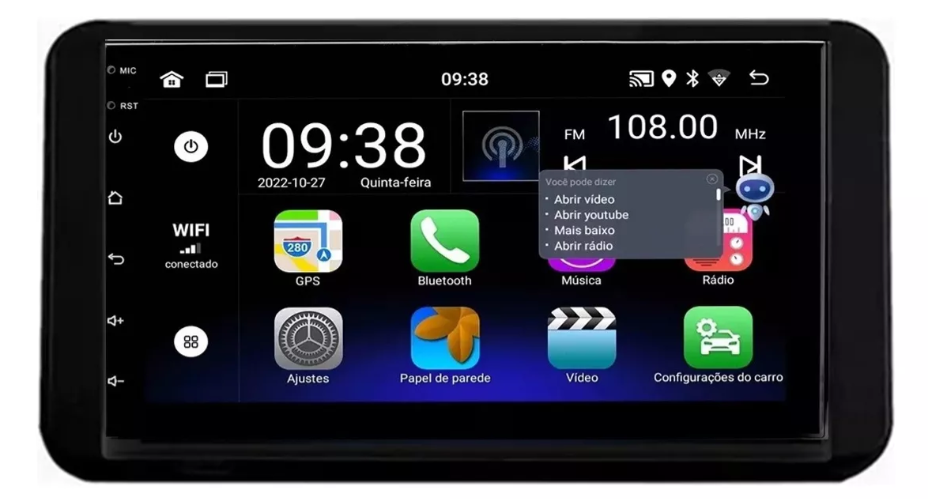 Multimidia Etios 7p Android OctaCore 4gb Carplay Voz
