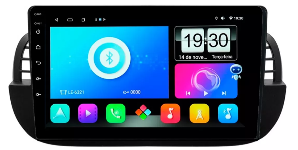Multimidia Fiat 500 9p Android Octacore 4GB Carplay