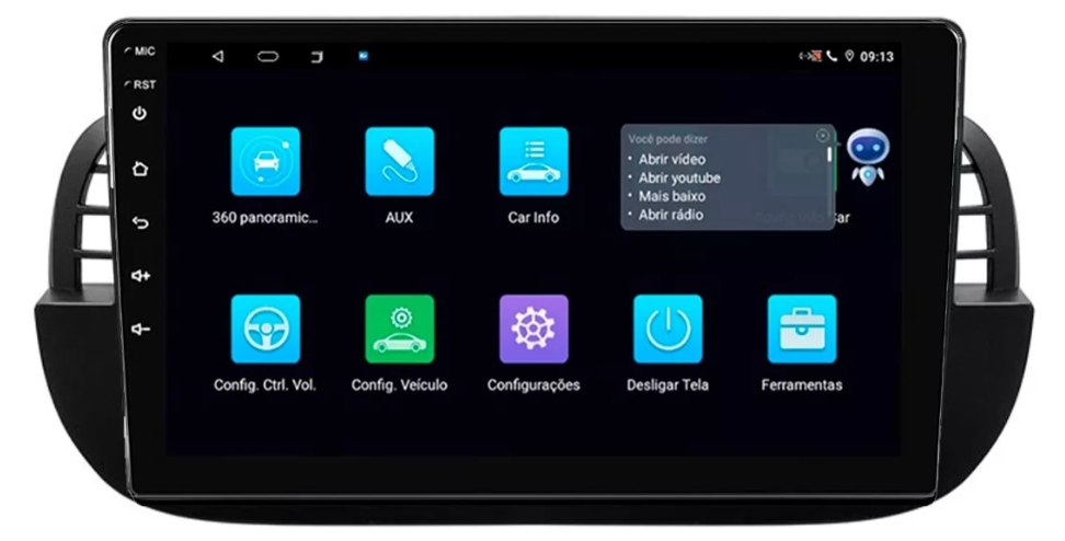 Multimidia Fiat 500 9p Android Octacore 4GB Carplay