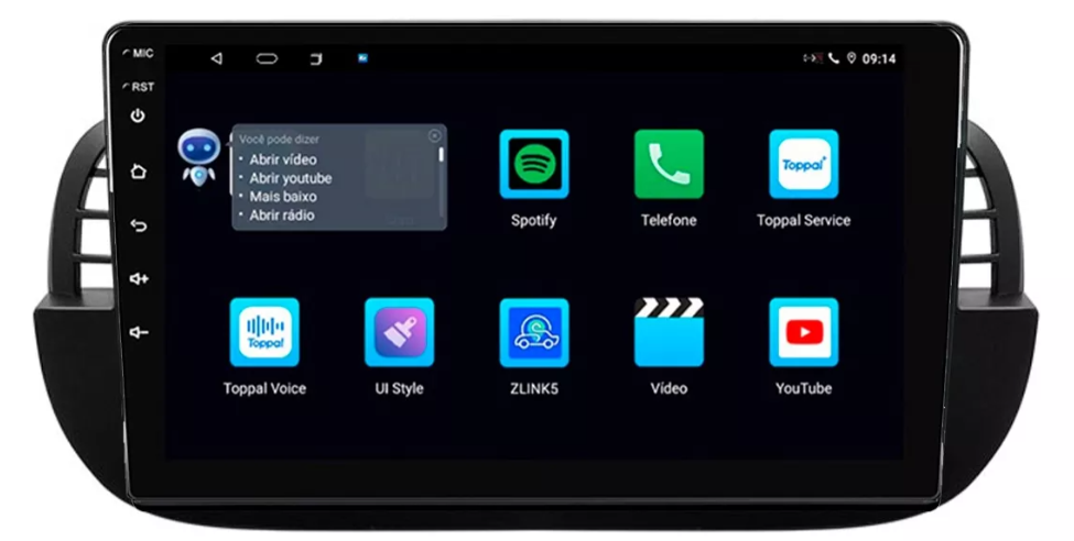 Multimidia Fiat 500 9p Android Octacore 4GB Carplay