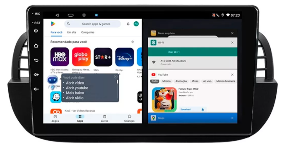 Multimidia Fiat 500 9p Android Octacore 4GB Carplay