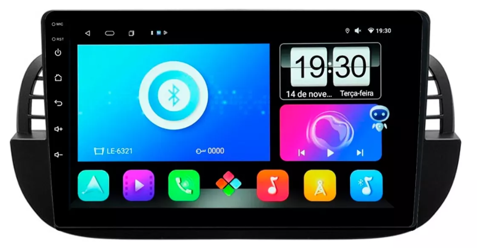 Multimidia Fiat 500 9p Android Octacore 6gb Carplay 4g