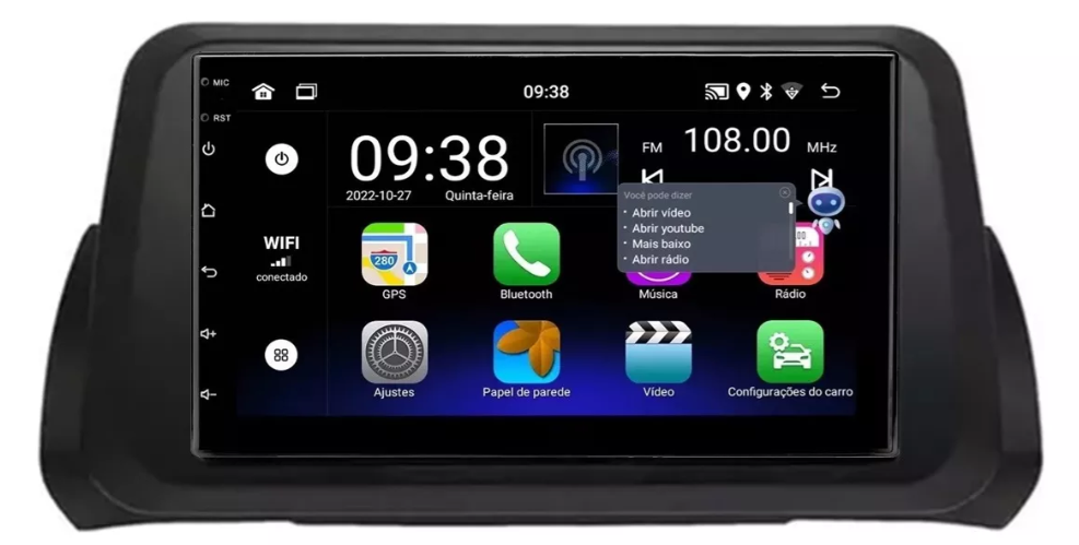 Multimidia Fiat Argo 7p Android OctaCore 4gb Carplay Voz