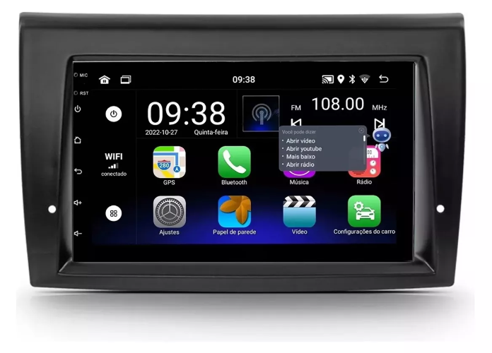 Multimidia Fiat Bravo 7p Android OctaCore 4gb Carplay Voz