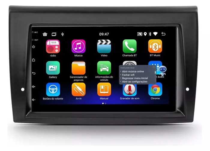 Multimidia Fiat Bravo 7p Android OctaCore 4gb Carplay Voz