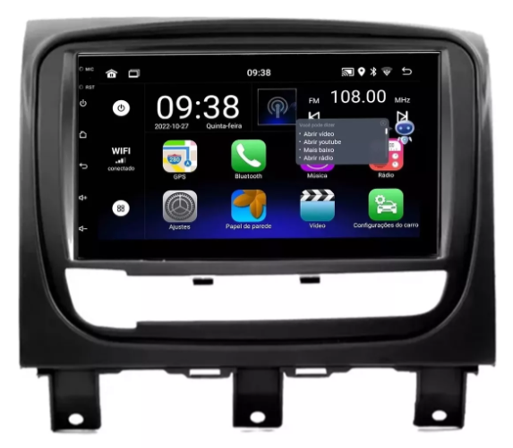 Multimidia Fiat Idea 7p Android OctaCore 4gb Carplay Voz