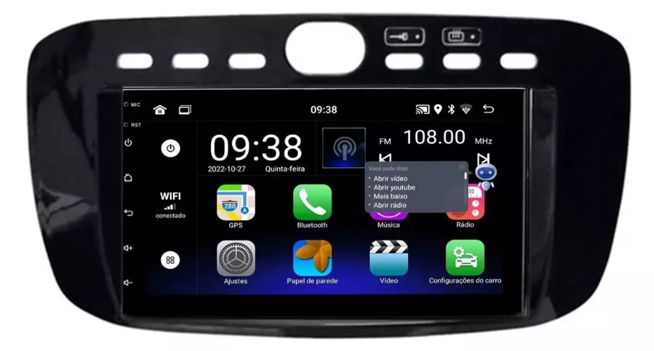 Multimidia Fiat Linea 7p Android OctaCore 4gb Carplay Voz