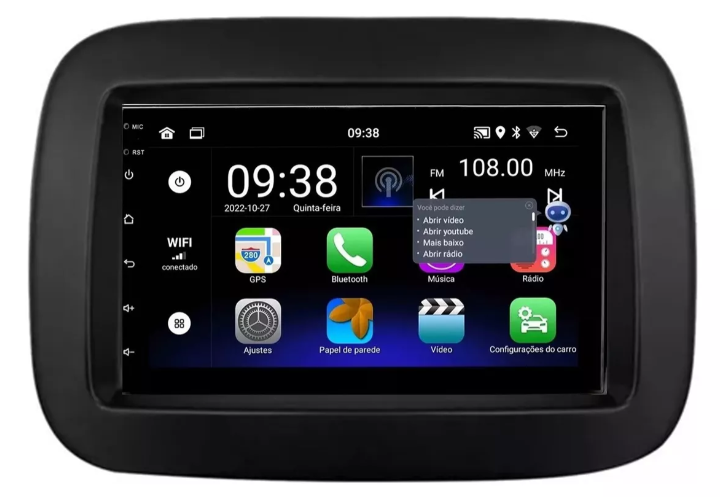 Multimidia Fiat Mobi 7p Android OctaCore 4gb Carplay Voz