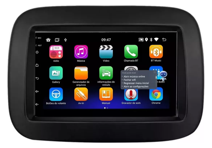 Multimidia Fiat Mobi 7p Android OctaCore 4gb Carplay Voz