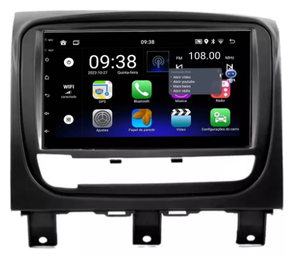 Multimidia Fiat Strada 7p Android OctaCore 4gb Carplay Voz - COD 299