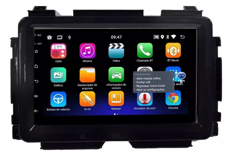 Multimidia Honda Hrv 7p Android OctaCore 4gb Carplay Voz