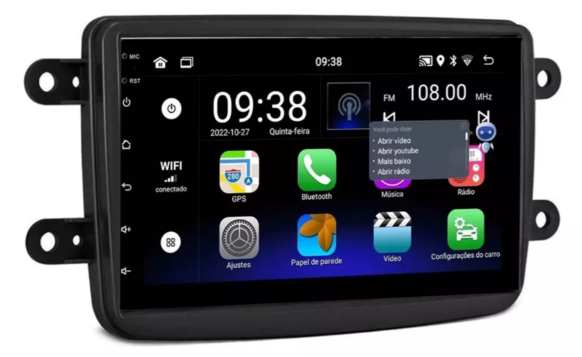 Multimidia Kwid 7p Android OctaCore 4gb Carplay Voz