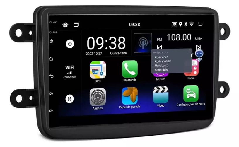 Multimidia Logan 7p Android OctaCore 4gb Carplay Voz