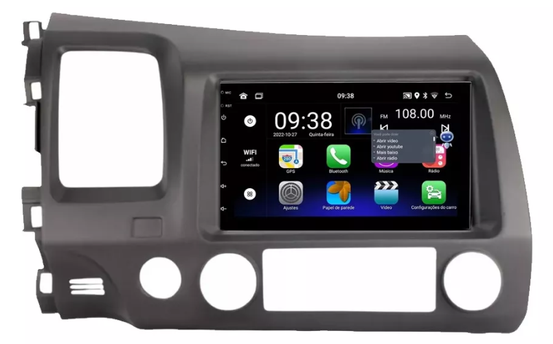 Multimidia New Civic 7p Android OctaCore 4gb Carplay Voz