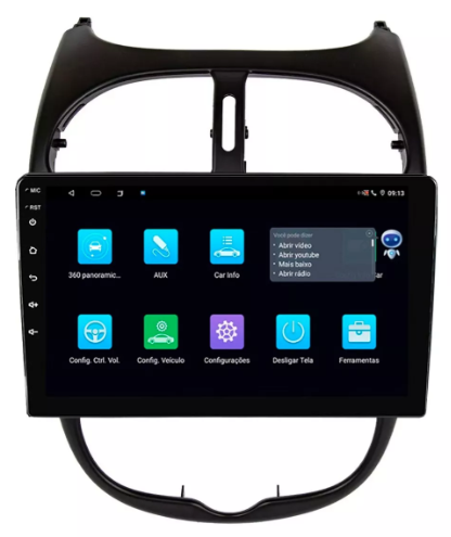 Multimidia Peugeot 206 9p Android Octacore 4GB Carplay