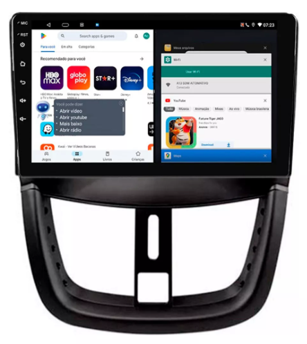 Multimidia Peugeot 207 9p Android Octacore 4GB Carplay