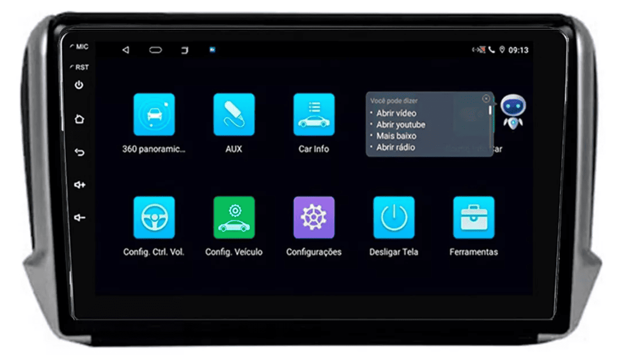 Multimidia Peugeot 208 9p Android Octacore 4GB Carplay