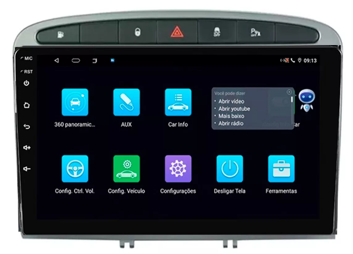 Multimidia Peugeot 408 9p Android Octacore 4GB Carplay