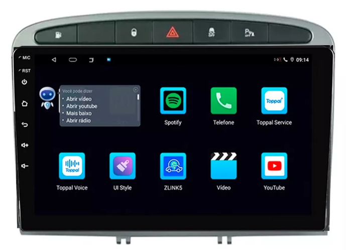 Multimidia Peugeot 408 9p Android Octacore 4GB Carplay