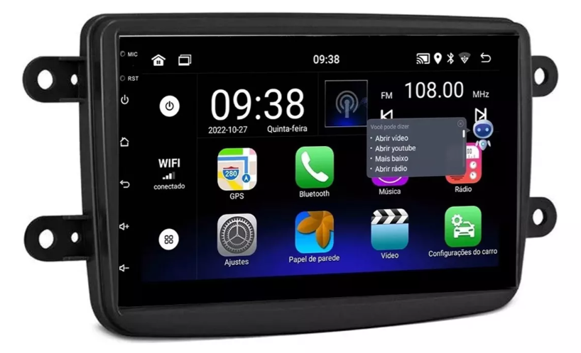 Multimidia Sandero 7p Android OctaCore 4gb Carplay Voz