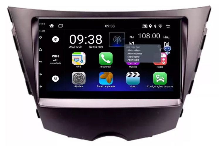 Multimidia Veloster 7p Android OctaCore 4gb Carplay Voz