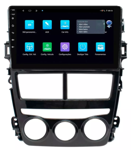 Multimidia Yaris Analogico 9p Android Octacore 4GB Carplay