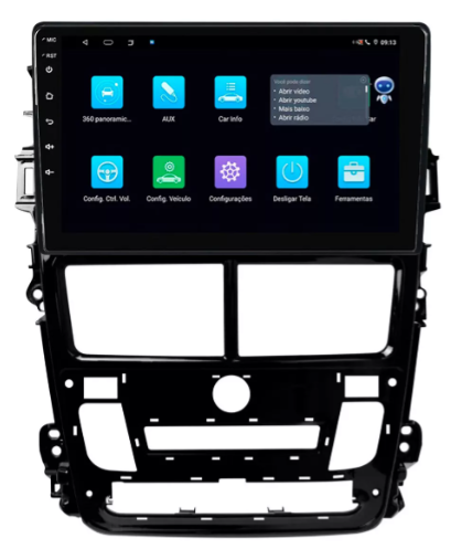 Multimidia Yaris Digial 9p Android Octacore 4GB Carplay